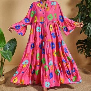 Plus Size Floral Printed Summer Maxi Dress